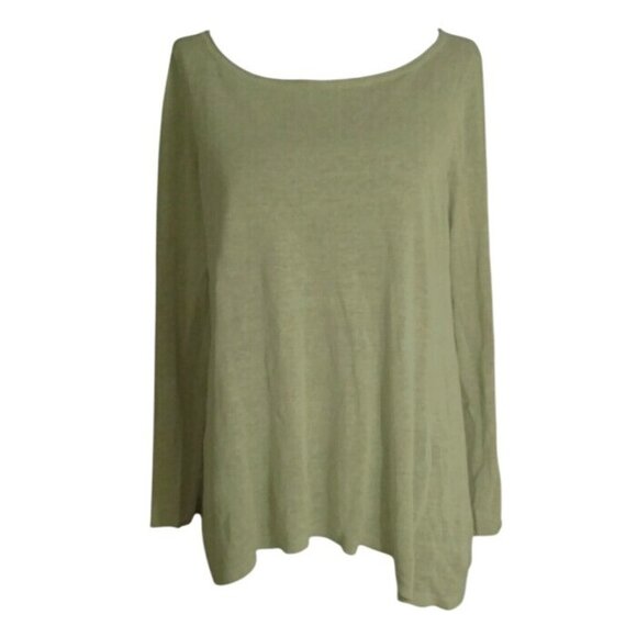 Eileen Fisher Size S Womens Sweater Knit Top Light Green Long Sleeve 100% Linen - Picture 1 of 7